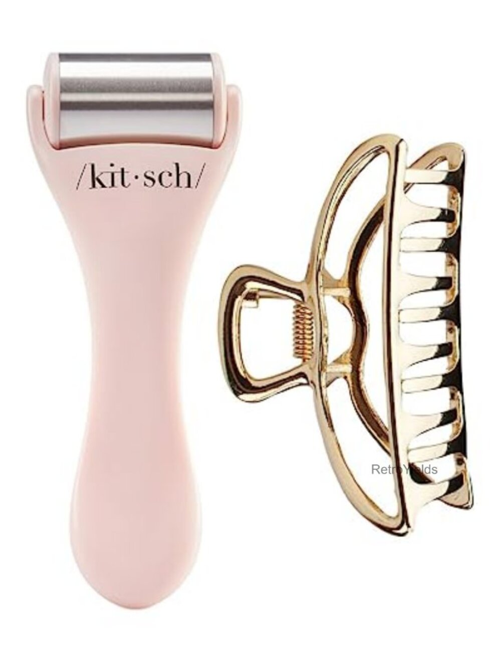Stainless Steel Ice Roller & Large Open Shape Claw Clip Set